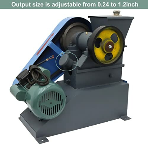 Industrial machine with adjustable output size from 0.24 to 1.2 inches