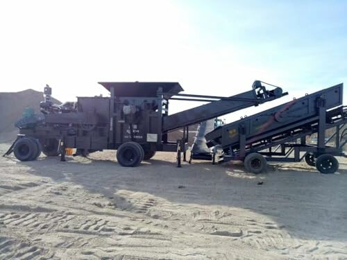 Mobile asphalt plant on construction site