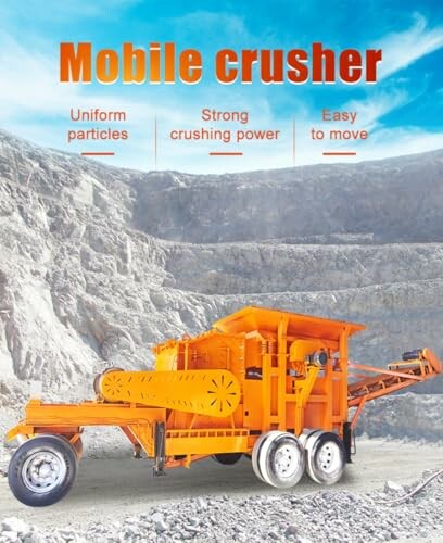 Mobile crusher machine in a quarry setting