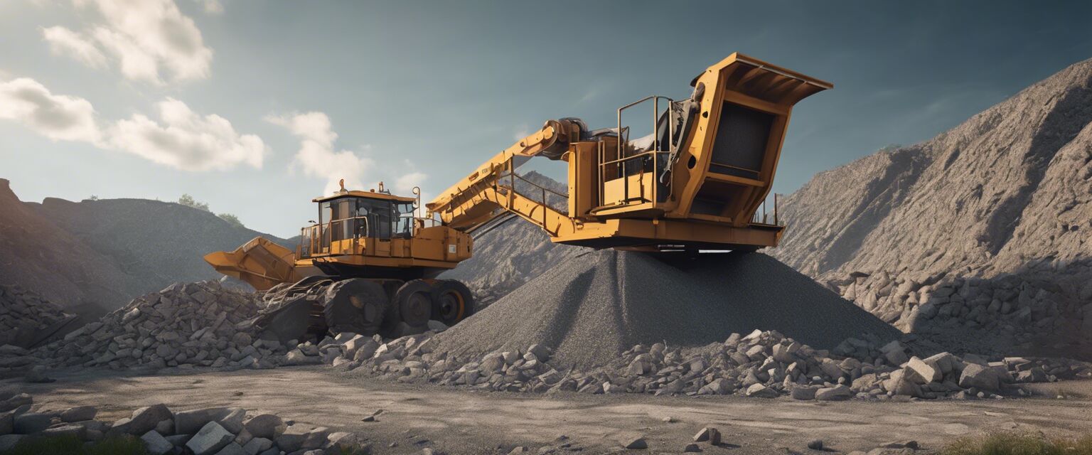 Setup of a safe stone crushing machine operational area.