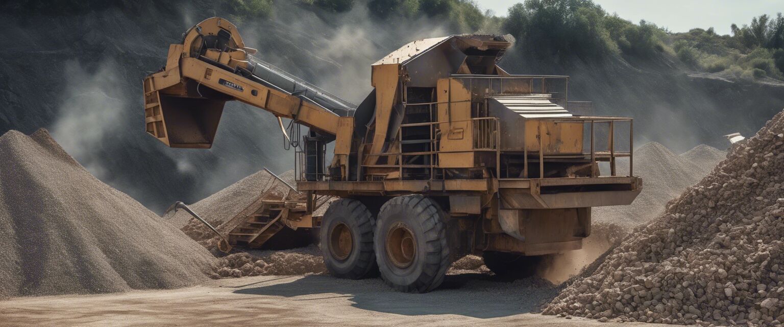 Stone crushing machine in action